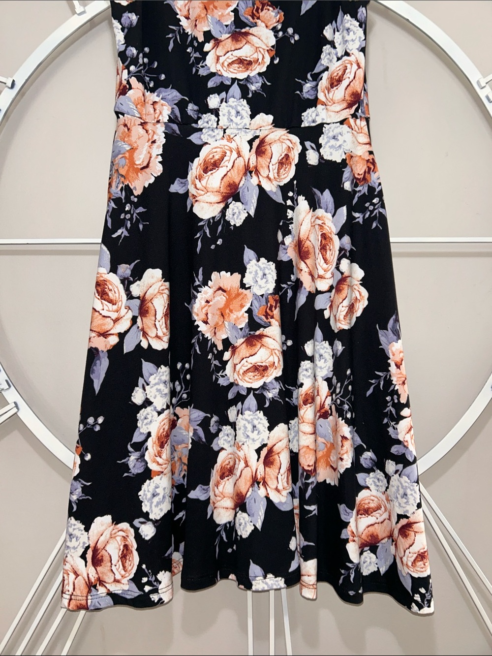 NWT Agnes & Dora Fit and Flare Mini Dress with Peach and Cream Roses - Picture 6 of 8